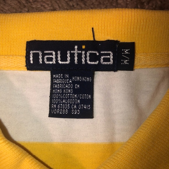 Vintage 80s 90s Nautica Polo Row Crew Preppy Yellow Work School Ivy League Shirt - Picture 5 of 13